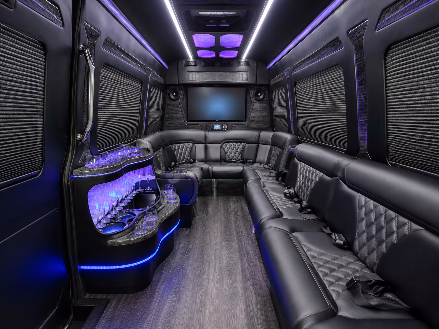 farmington hills 30 passenger party bus inside